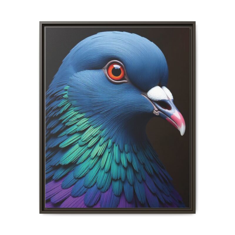 Canvas Print featuring a close-up portrait of a colorful pigeon - Image 90