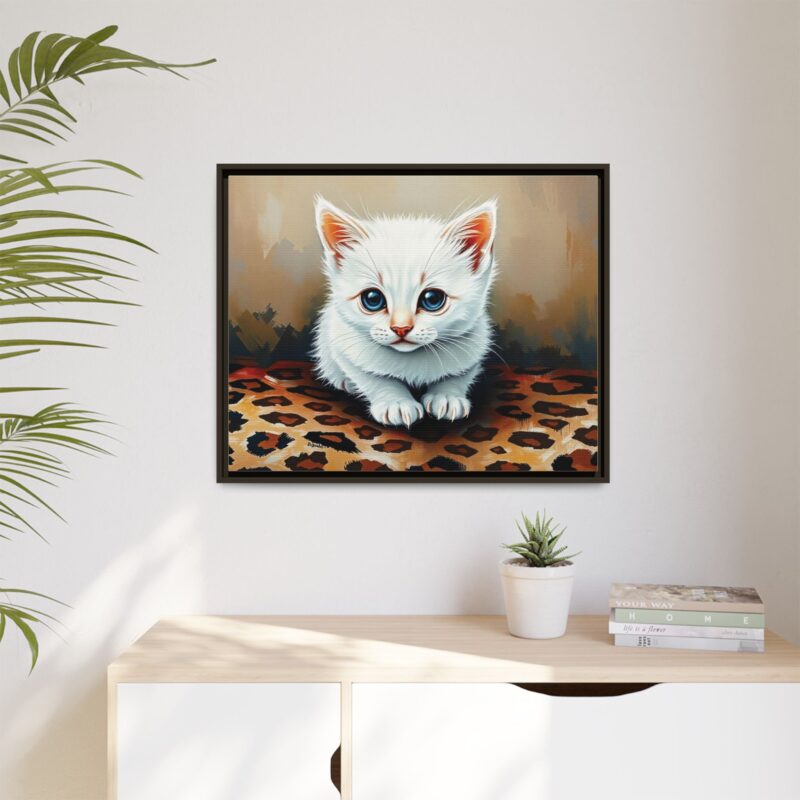 Canvas Print - White Kitten on Leopard Print Surface Wall Art - Image 128