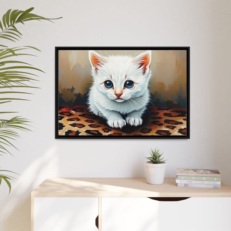 Canvas Print - White Kitten on Leopard Print Surface Wall Art - Image 36