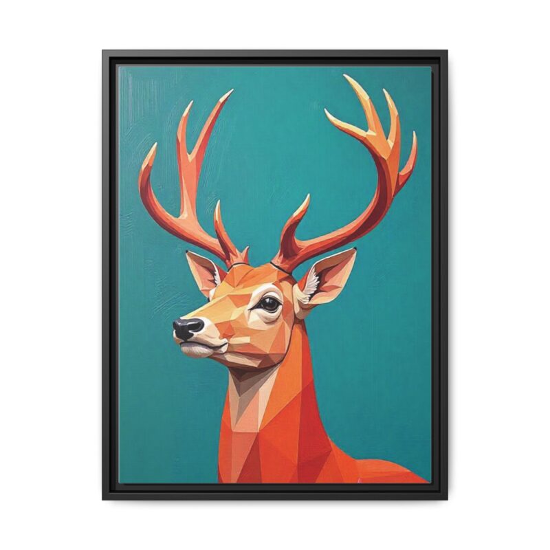 Canvas Art - Low-Poly Deer in Orange, Red, and Pink on Teal Blue Background - Image 22