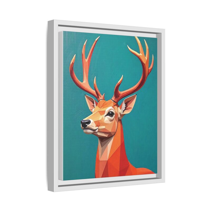 Canvas Art - Low-Poly Deer in Orange, Red, and Pink on Teal Blue Background - Image 43
