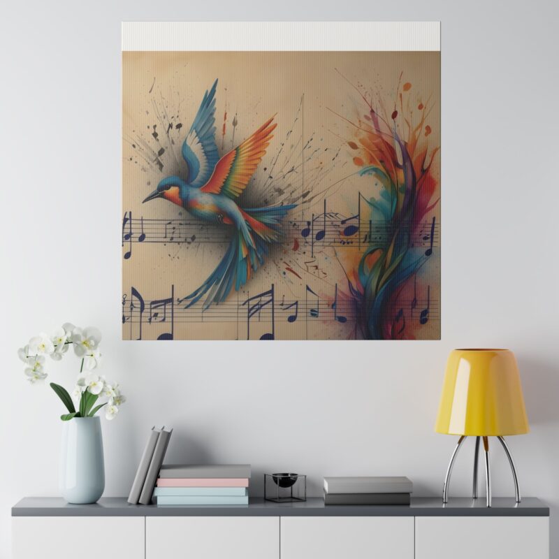 Canvas Wall Art - Minimalist Bird and Music Art: Perfect for Nature Lovers - Image 49
