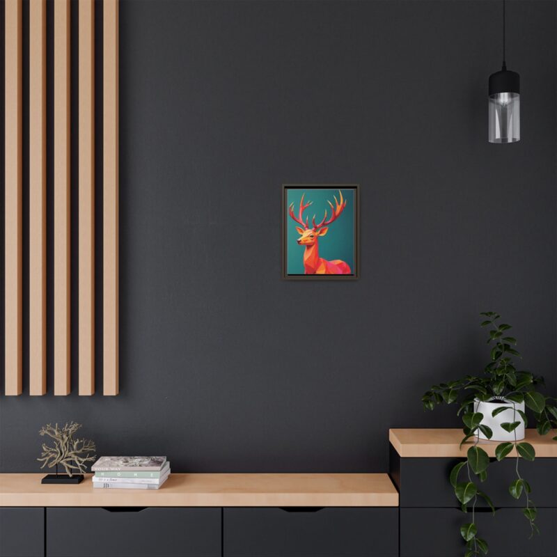 Canvas Art Print - Low-Poly Deer in Warm Tones on Teal Blue Background - Image 40