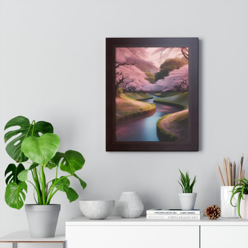 Stunning Canvas Wall Art of Cherry Blossoms Over a Peaceful Stream for Living Room and Office Décor" - Image 5