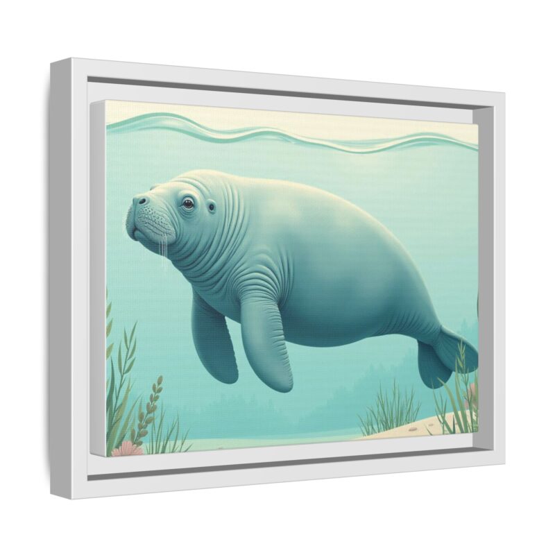 Gentle Giant Florida canvas prints featuring a peaceful manatee swimming through the water. - Image 46