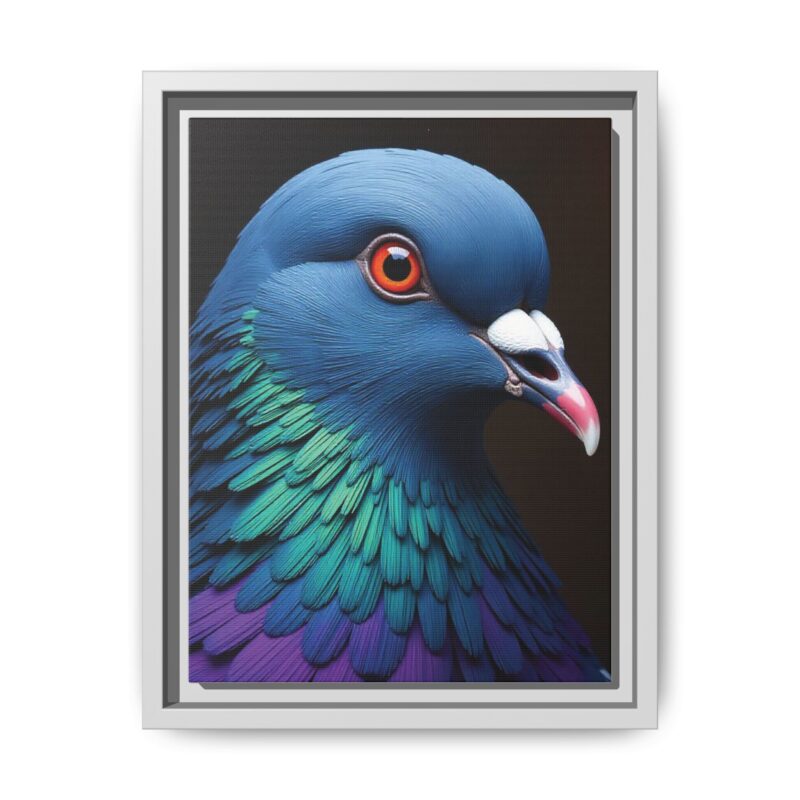 Canvas Print featuring a close-up portrait of a colorful pigeon - Image 38