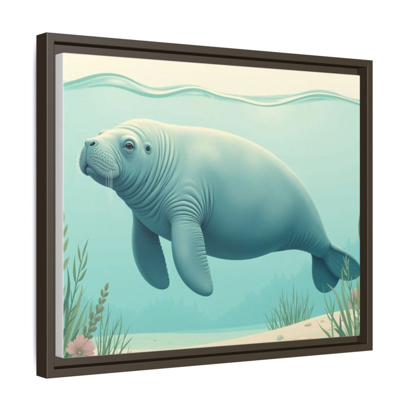 Gentle Giant Florida canvas prints featuring a peaceful manatee swimming through the water. - Image 66