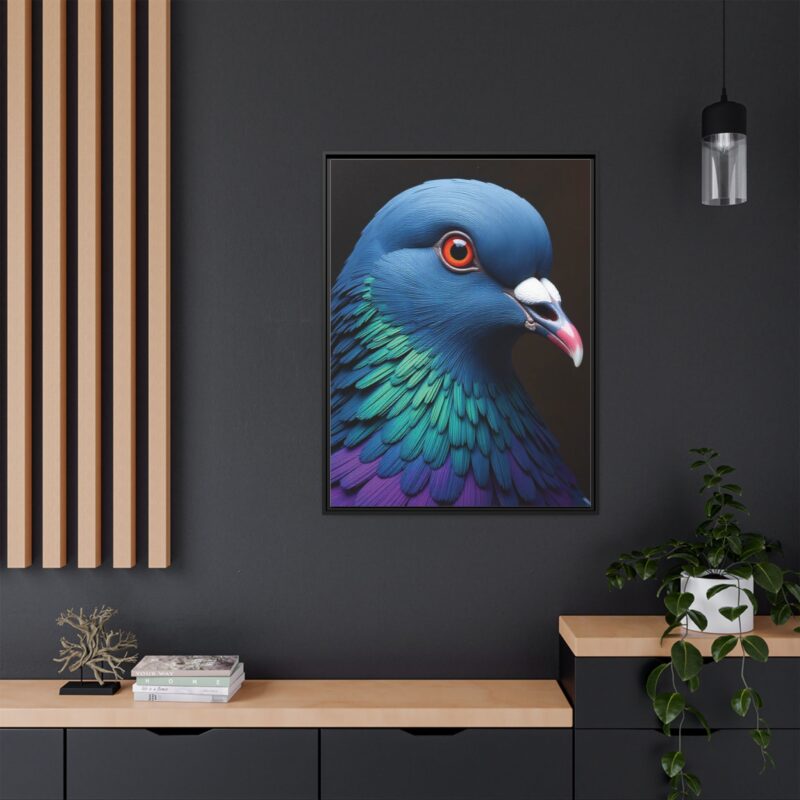Canvas Print featuring a close-up portrait of a colorful pigeon - Image 32