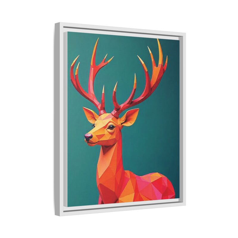 Canvas Art Print - Low-Poly Deer in Warm Tones on Teal Blue Background - Image 58