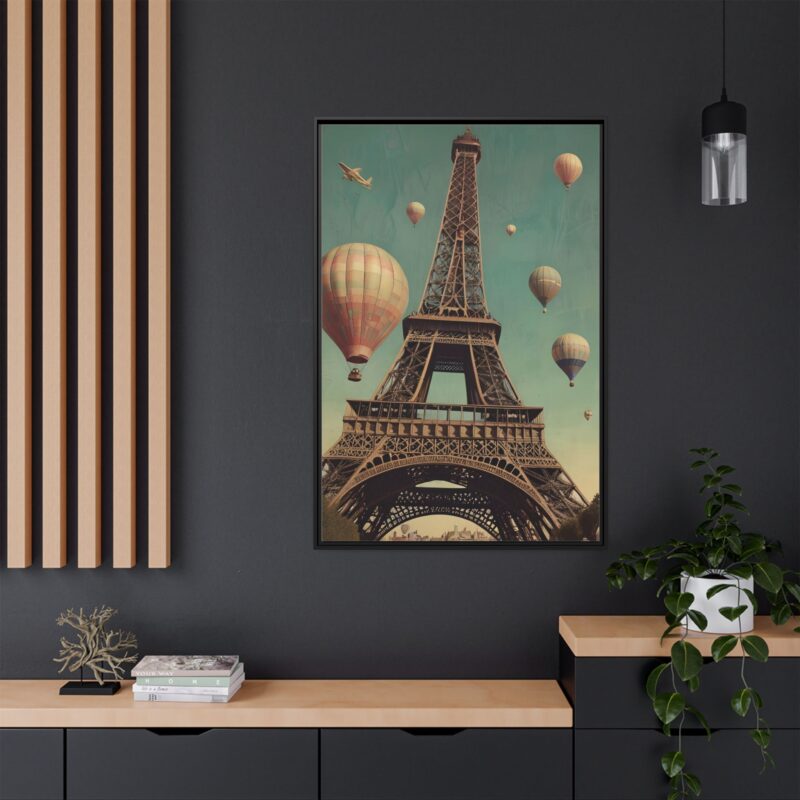 Vintage Paris Travel Canvas art with Hot Air Balloons and Street Lamps - Image 36