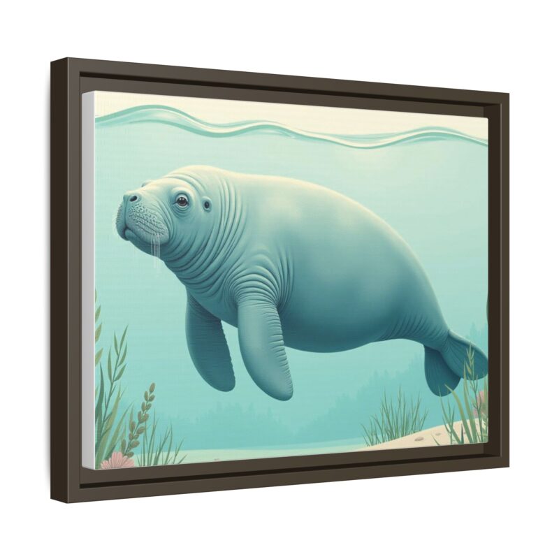 Gentle Giant Florida canvas prints featuring a peaceful manatee swimming through the water. - Image 58