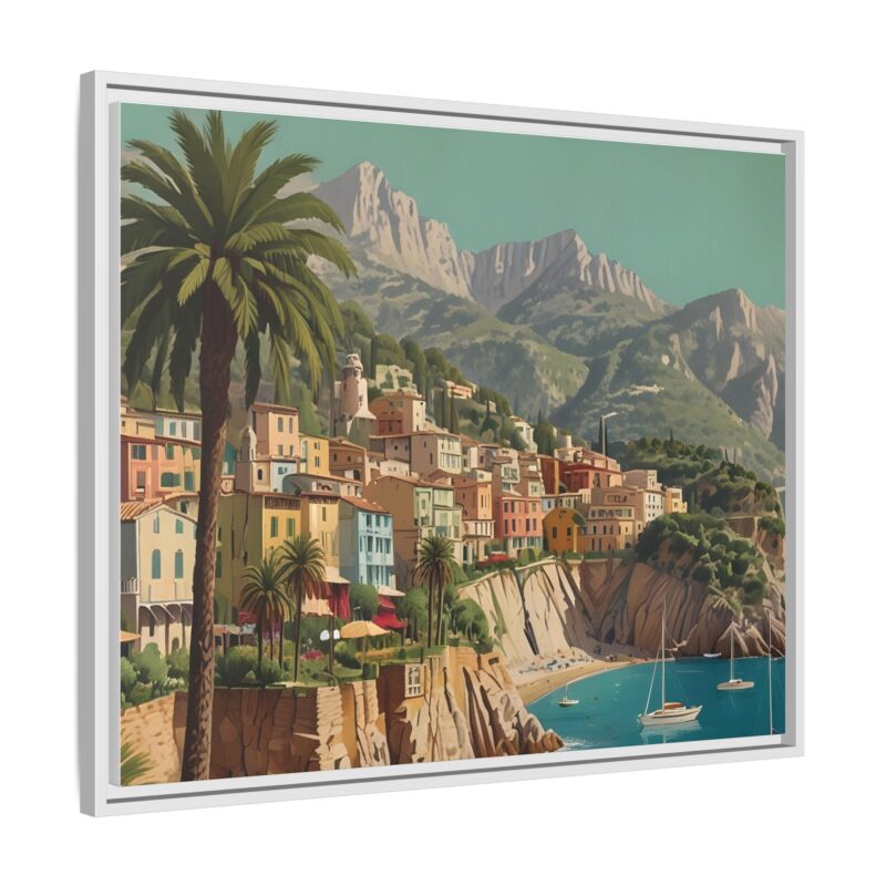 Canvas art of Sun-Drenched Italian Riviera Poster with Sailboats and Palm Trees - Image 131