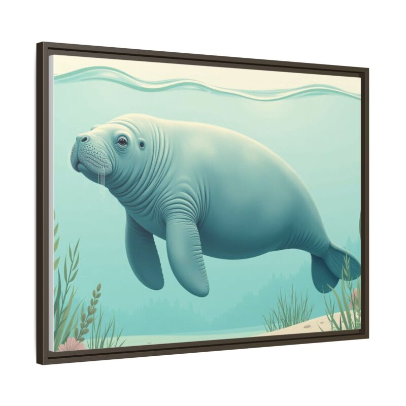 Gentle Giant Florida canvas prints featuring a peaceful manatee swimming through the water. - Image 96