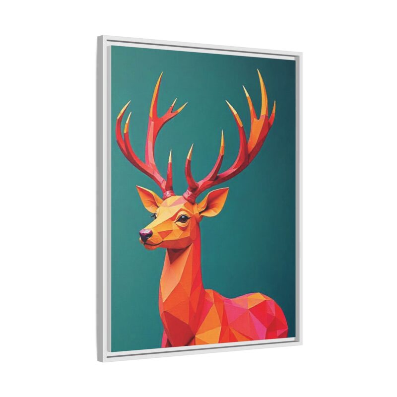 Canvas Art Print - Low-Poly Deer in Warm Tones on Teal Blue Background - Image 74