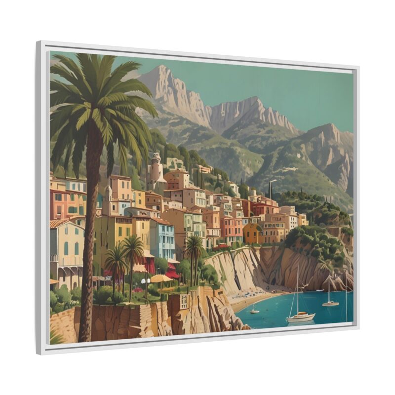 Canvas art of Sun-Drenched Italian Riviera Poster with Sailboats and Palm Trees - Image 111