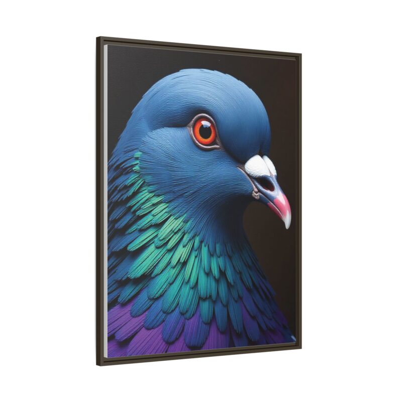 Canvas Print featuring a close-up portrait of a colorful pigeon - Image 83