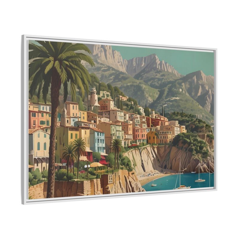 Canvas art of Sun-Drenched Italian Riviera Poster with Sailboats and Palm Trees - Image 119
