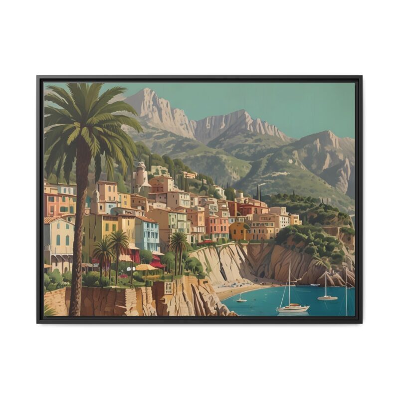 Canvas art of Sun-Drenched Italian Riviera Poster with Sailboats and Palm Trees - Image 34