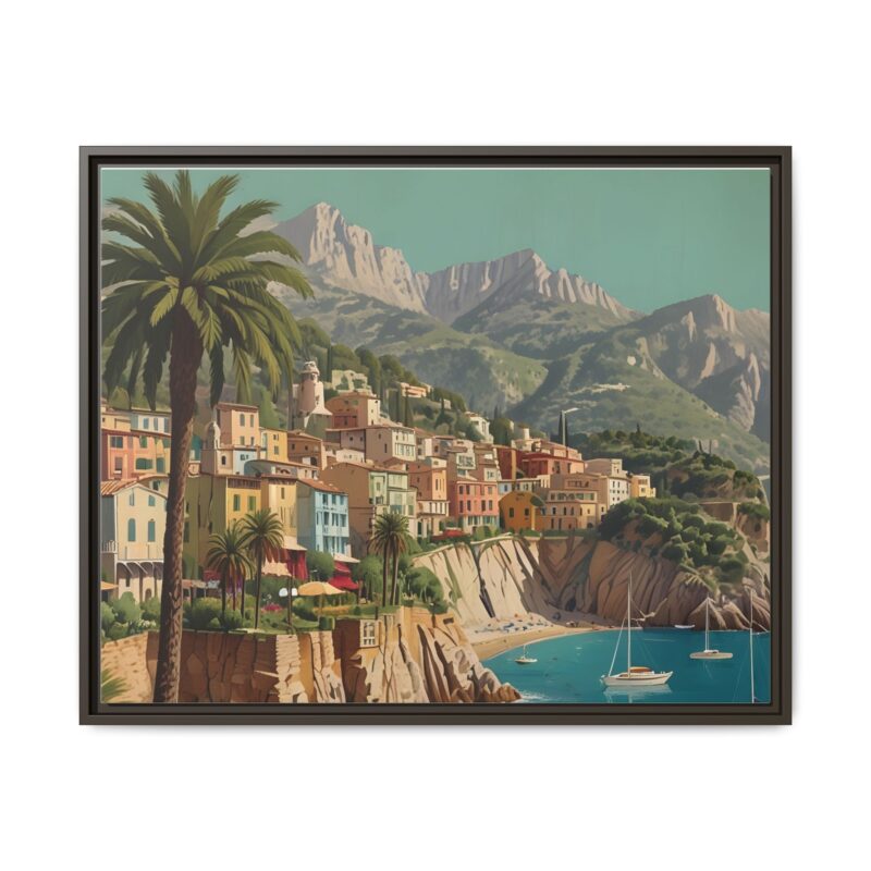 Canvas art of Sun-Drenched Italian Riviera Poster with Sailboats and Palm Trees - Image 126