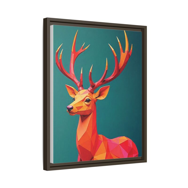 Canvas Art Print - Low-Poly Deer in Warm Tones on Teal Blue Background - Image 54