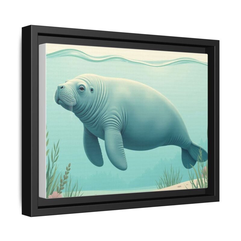 Gentle Giant Florida canvas prints featuring a peaceful manatee swimming through the water. - Image 6