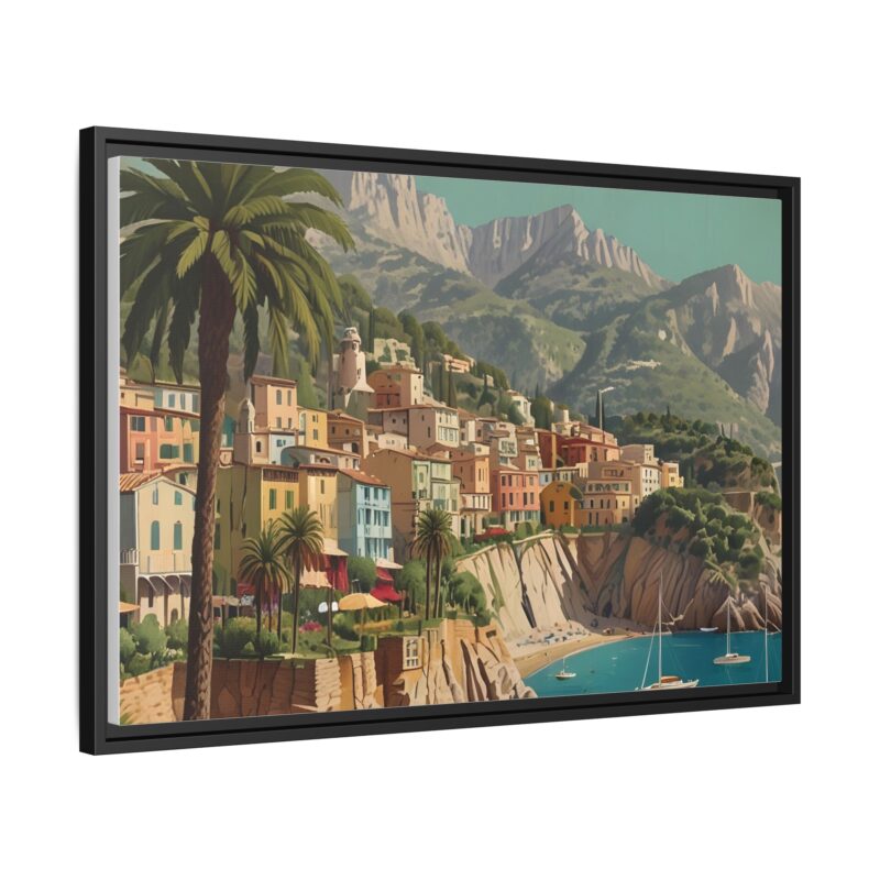 Canvas art of Sun-Drenched Italian Riviera Poster with Sailboats and Palm Trees - Image 3