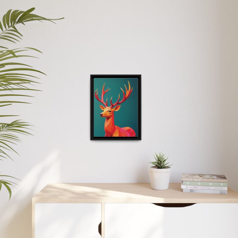 Canvas Art Print - Low-Poly Deer in Warm Tones on Teal Blue Background - Image 15