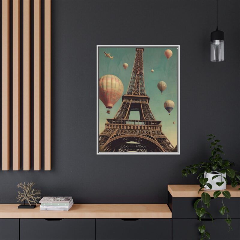 Vintage Paris Travel Canvas art with Hot Air Balloons and Street Lamps - Image 108