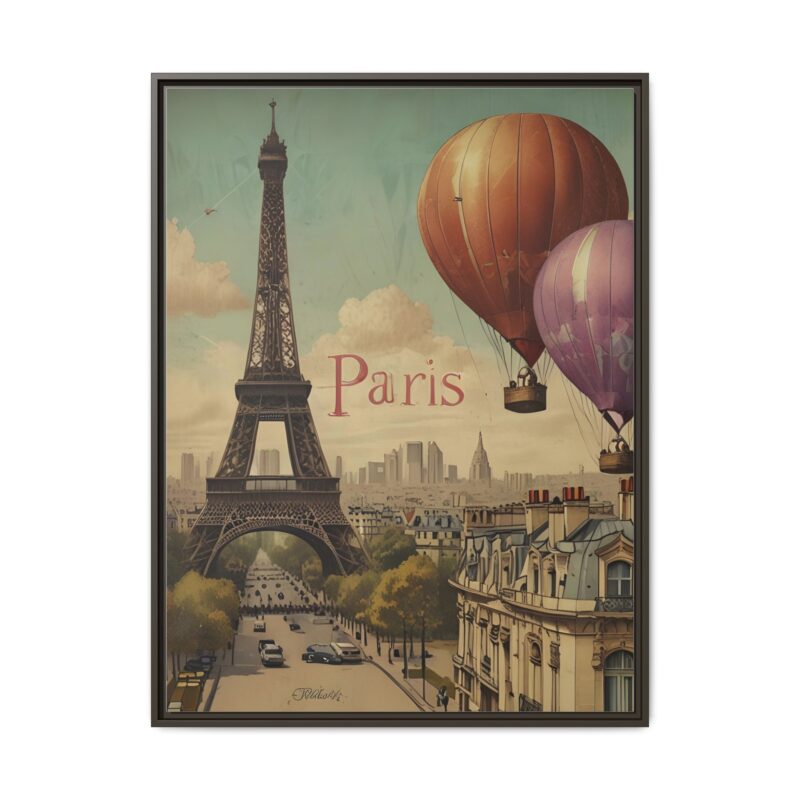Pastel Eiffel Tower Travel canvas art of Nouveau Typography - Image 105
