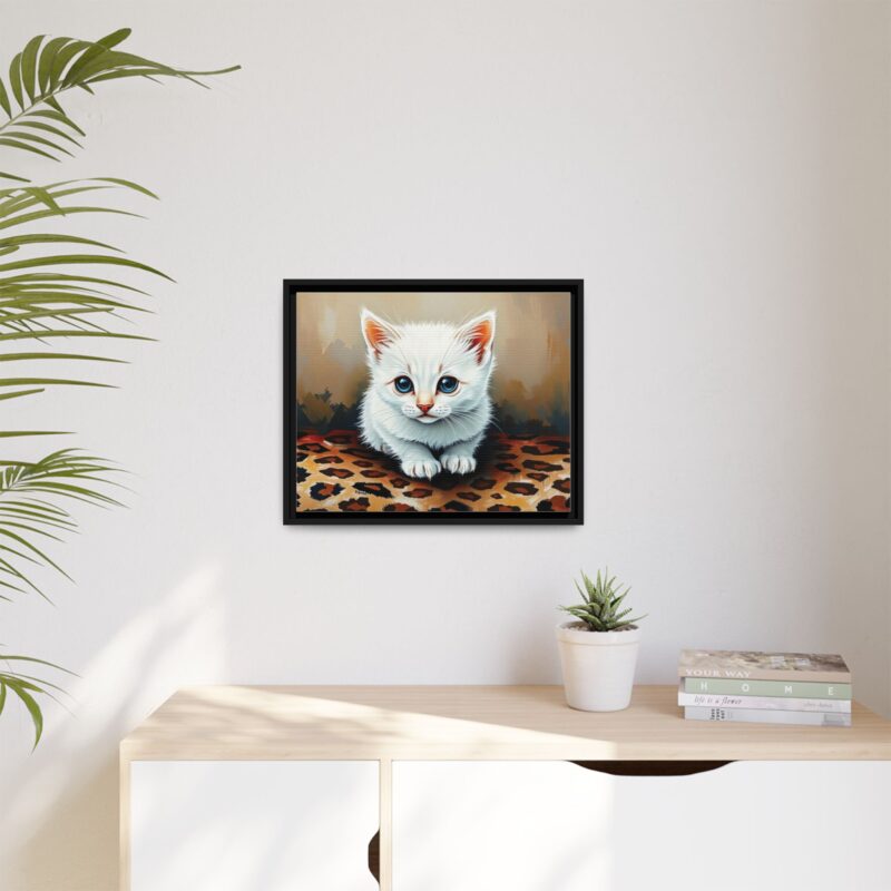 Canvas Print - White Kitten on Leopard Print Surface Wall Art - Image 20