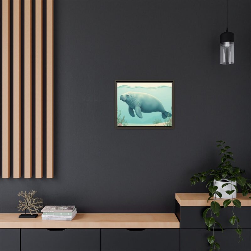 Gentle Giant Florida canvas prints featuring a peaceful manatee swimming through the water. - Image 68
