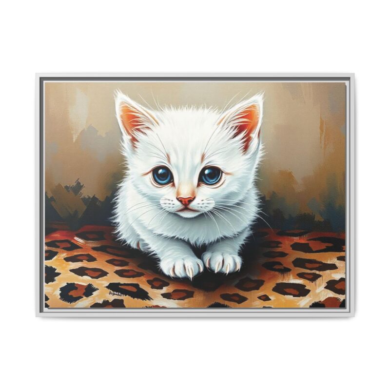 Canvas Print - White Kitten on Leopard Print Surface Wall Art - Image 93