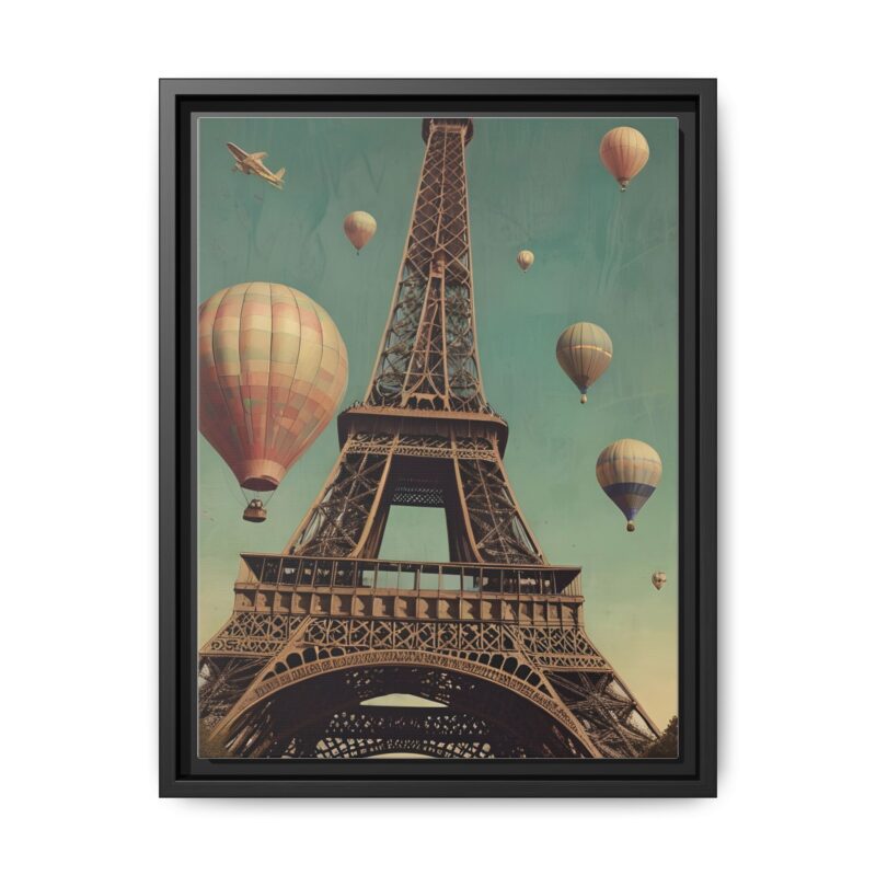 Vintage Paris Travel Canvas art with Hot Air Balloons and Street Lamps - Image 14