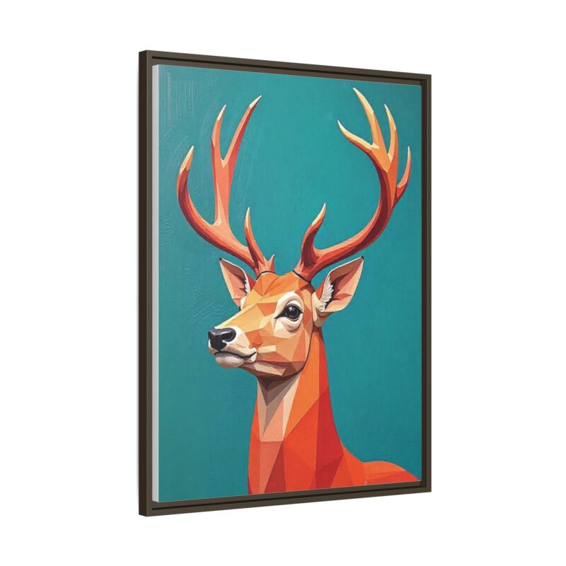 Canvas Art - Low-Poly Deer in Orange, Red, and Pink on Teal Blue Background - Image 71