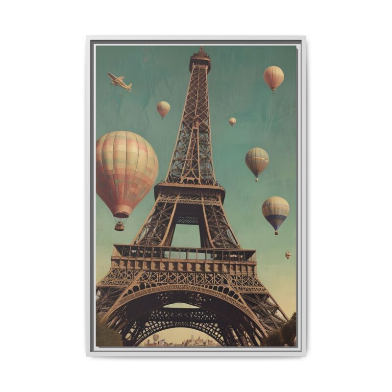 Vintage Paris Travel Canvas art with Hot Air Balloons and Street Lamps - Image 82