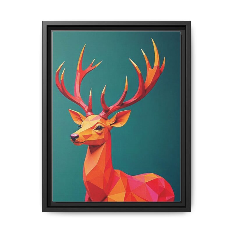 Canvas Art Print - Low-Poly Deer in Warm Tones on Teal Blue Background - Image 13