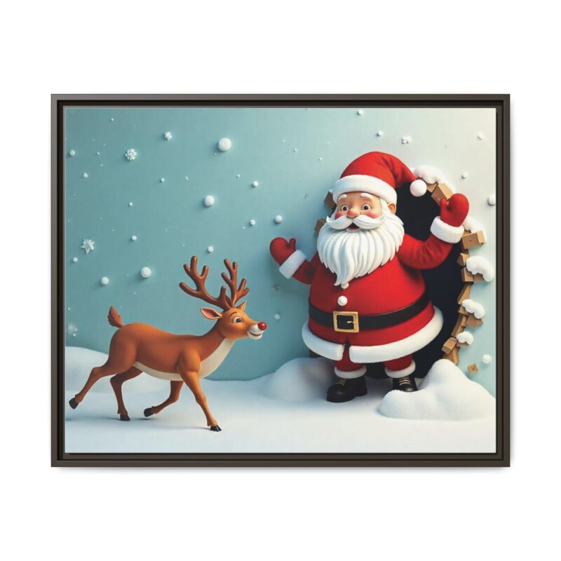 Canvas Wall Art 3D Santa Claus & Reindeer Illusion - Image 114