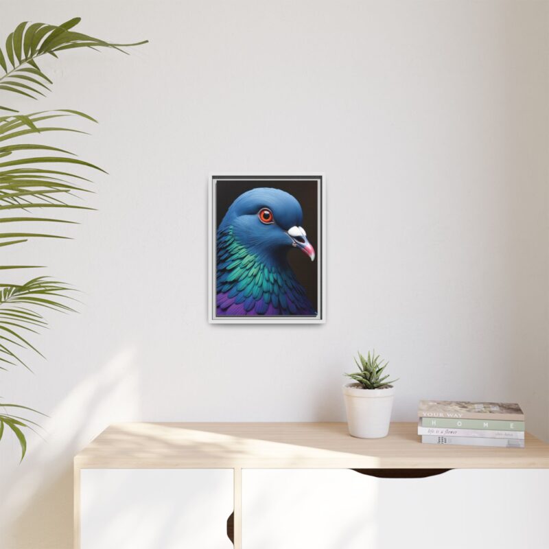 Canvas Print featuring a close-up portrait of a colorful pigeon - Image 53