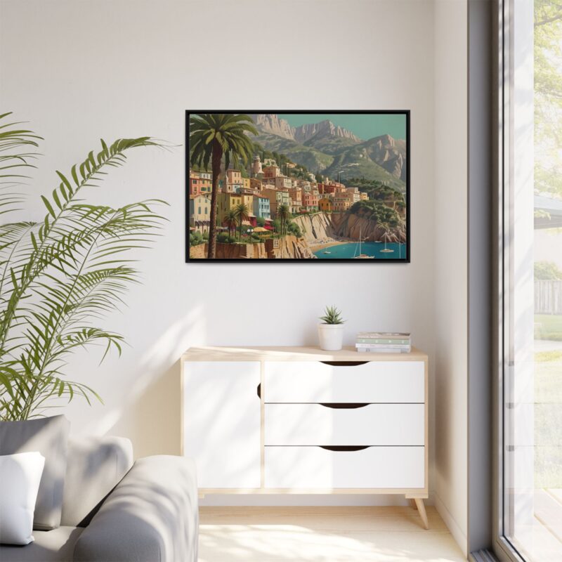 Canvas art of Sun-Drenched Italian Riviera Poster with Sailboats and Palm Trees - Image 37