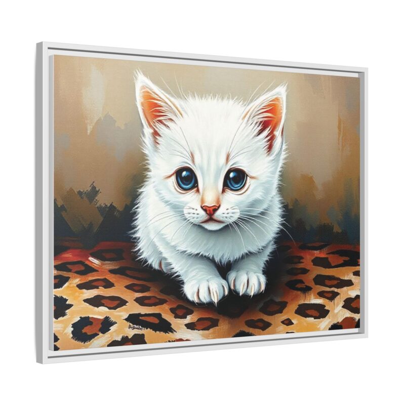 Canvas Print - White Kitten on Leopard Print Surface Wall Art - Image 102