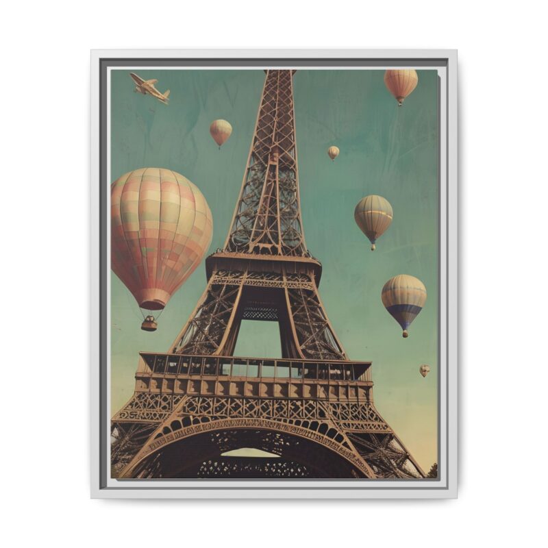 Vintage Paris Travel Canvas art with Hot Air Balloons and Street Lamps - Image 66