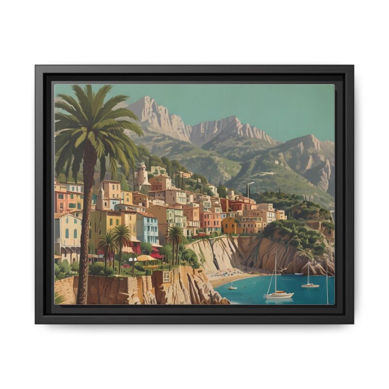 Canvas art of Sun-Drenched Italian Riviera Poster with Sailboats and Palm Trees - Image 10