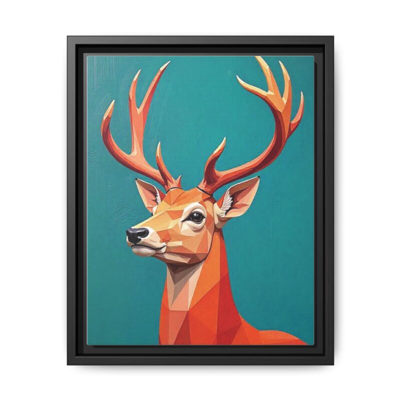 Canvas Art - Low-Poly Deer in Orange, Red, and Pink on Teal Blue Background - Image 10