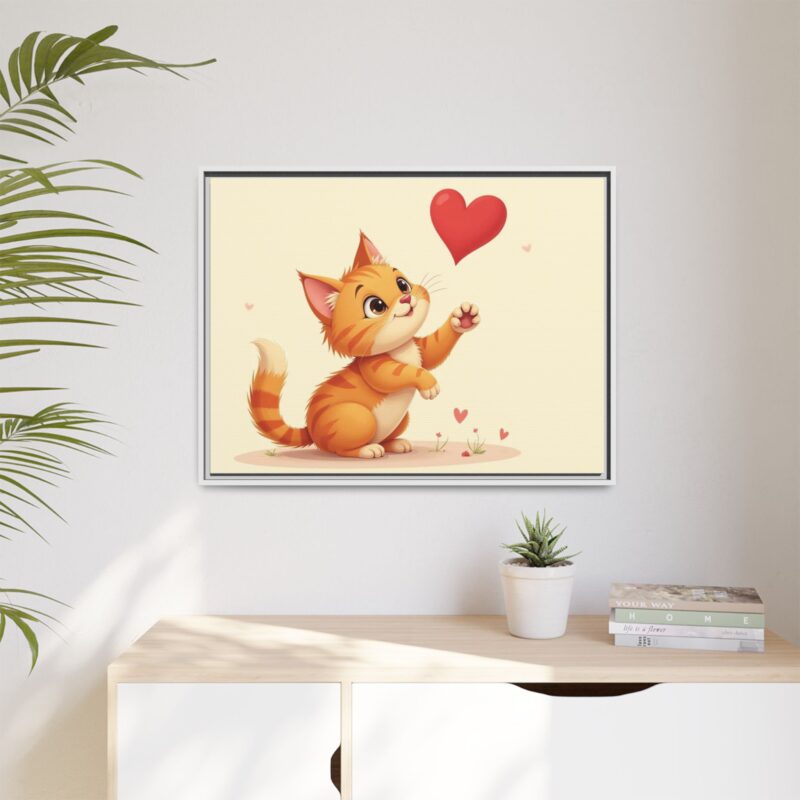 Canvas Print Wall Art - Cartoon Cat Paw Reaching Heart - Image 74
