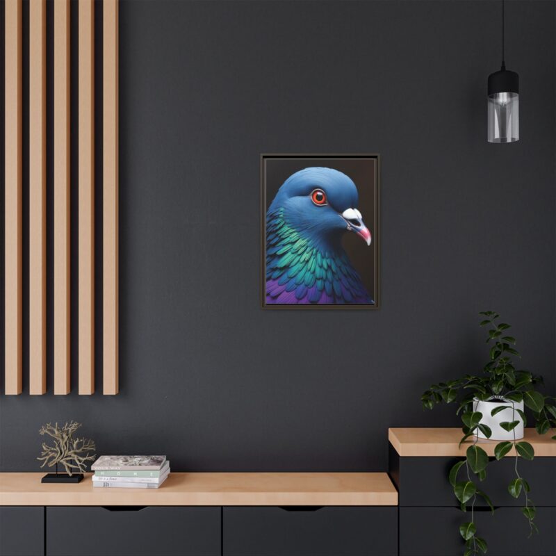 Canvas Print featuring a close-up portrait of a colorful pigeon - Image 68