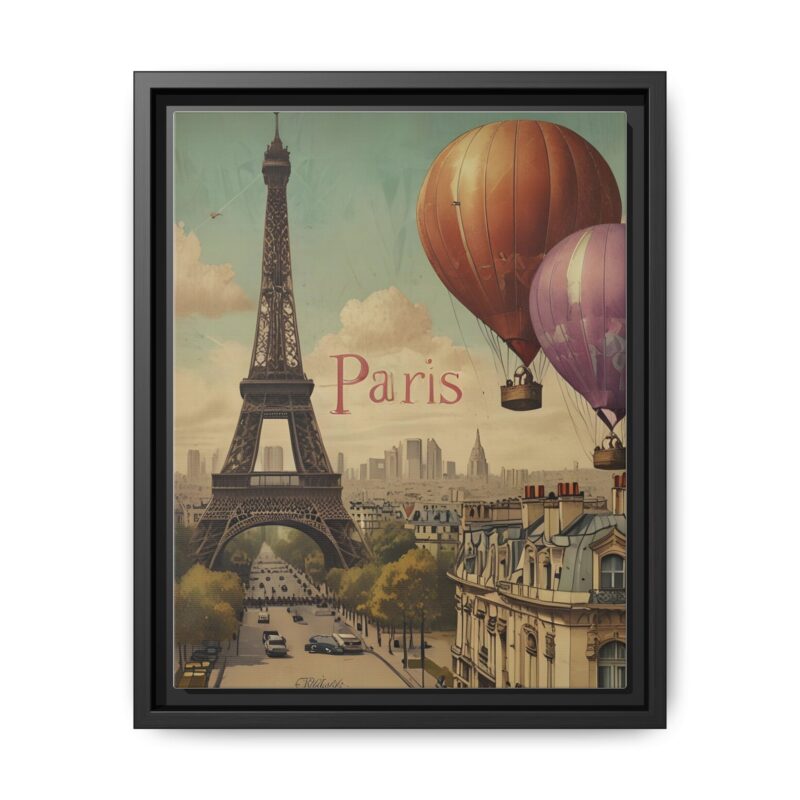 Pastel Eiffel Tower Travel canvas art of Nouveau Typography - Image 5