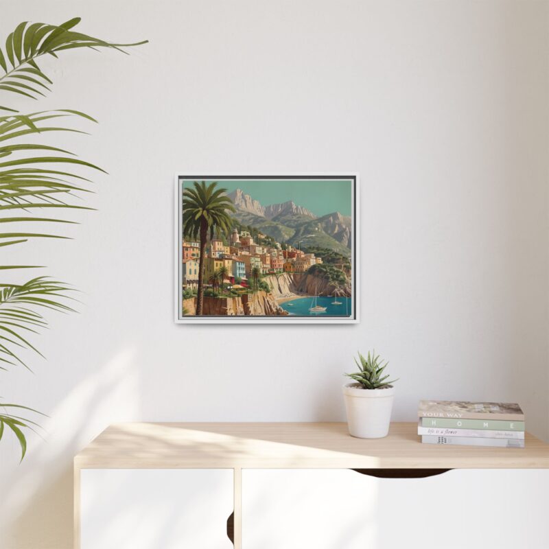Canvas art of Sun-Drenched Italian Riviera Poster with Sailboats and Palm Trees - Image 69