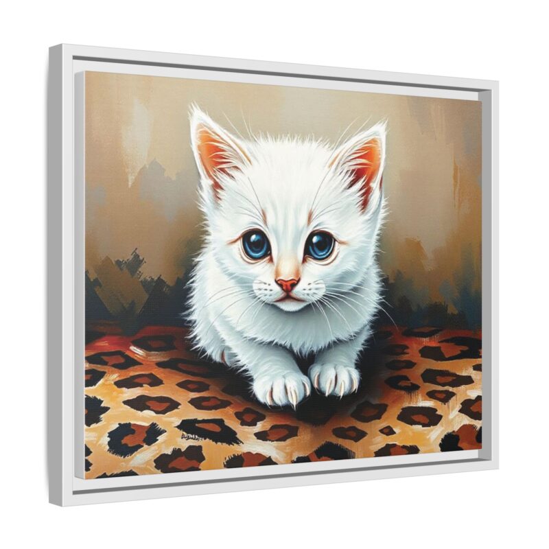 Canvas Print - White Kitten on Leopard Print Surface Wall Art - Image 71