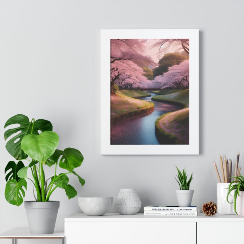 Stunning Canvas Wall Art of Cherry Blossoms Over a Peaceful Stream for Living Room and Office Décor" - Image 11