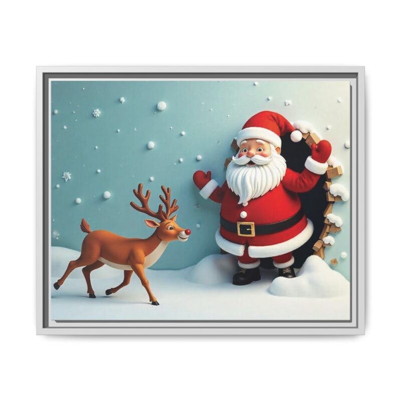 Canvas Wall Art 3D Santa Claus & Reindeer Illusion - Image 66